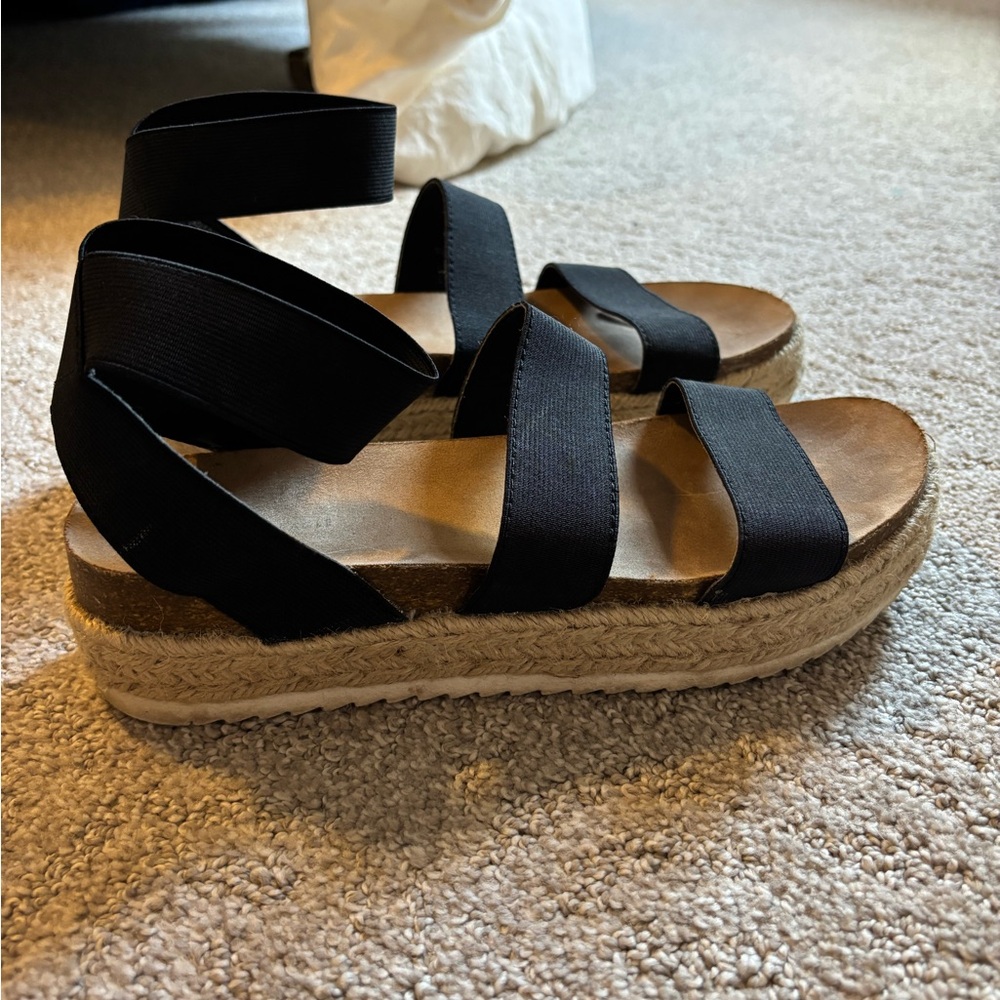 American Eagle Outfitters Black Platform Sandals